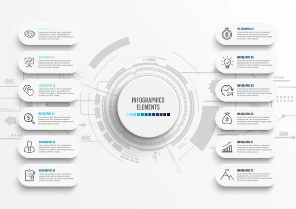 Vektor Infografik Vorlage Mit Papieretikett Integrierte Kreise Geschäftskonzept Mit Optionen — Stockvektor