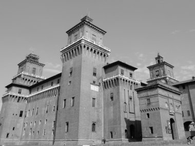 Este Castle, Ferrara, İtalya. Siyah ve beyaz