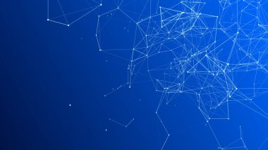 Hareketli noktalar ve çizgilerle soyut bir arkaplan. Ağ bağlantısı yapısı. Fütürist illüstrasyon. Dijital teknoloji tasarımı.