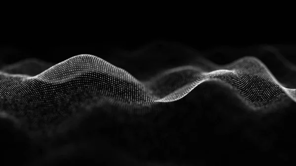 Абстрактный Волновой Фон Движущимися Пространстве Точками Технологическая Иллюстрация Футуристическая Современная — стоковое фото
