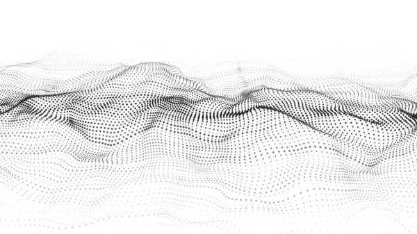 Abstrakter Wellenhintergrund Mit Punkten Die Sich Raum Bewegen Technische Illustration — Stockvektor