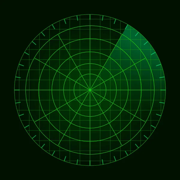 Green Radar Screen Military Air Search System Hud Radar Display — Stock Vector