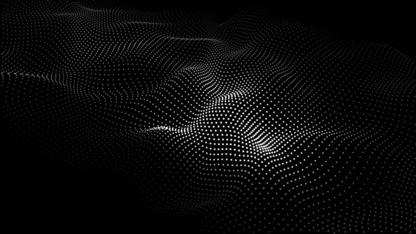 移動点を持つ抽象波 粒子の流れ サイバー技術イラスト — ストックベクタ