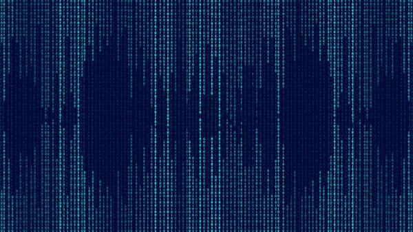 青いマトリックスの背景 画面上の数字が落ちる テクノロジーストリームバイナリコード デジタルベクトル図 — ストックベクタ