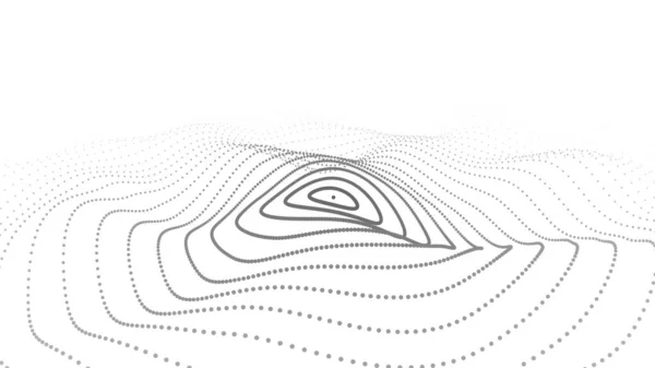Onda Abstrata Com Pontos Móveis Fluxo Partículas Ilustração Tecnologia Cibernética —  Vetores de Stock