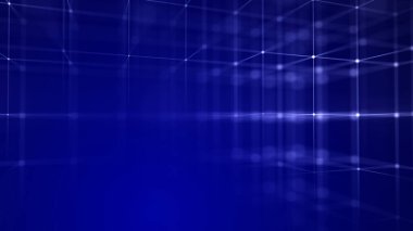 Dijital engelleme zinciri konsepti ve veri transfer sistemi. Noktalar ve çizgiler arasındaki soyut kablo arkaplanı. Veri hücrelerinin depolanması. 3d oluşturma.