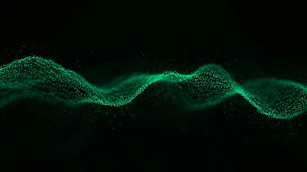 带活动点的抽象波 粒子的流动 网络技术说明 3D渲染 — 图库照片