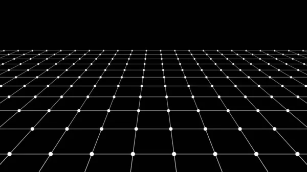 Abstraktes Vektorperspektivenraster Digitaler Hintergrund Retro Stil Wireframe Landschaft Auf Schwarzem — Stockvektor