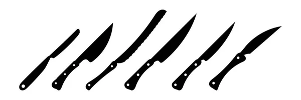 Sæt Knive Ikoner Hvid Baggrund – Stock-vektor