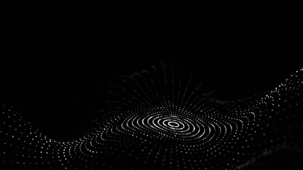 Abstrakte Welle Mit Beweglichen Punkten Strömung Von Teilchen Illustration Der — Stockfoto