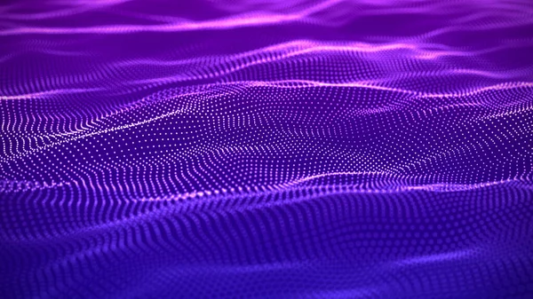 Abstract Wave Moving Dots Flow Particles Cyber Technology Illustration Rendering — Stock Photo, Image