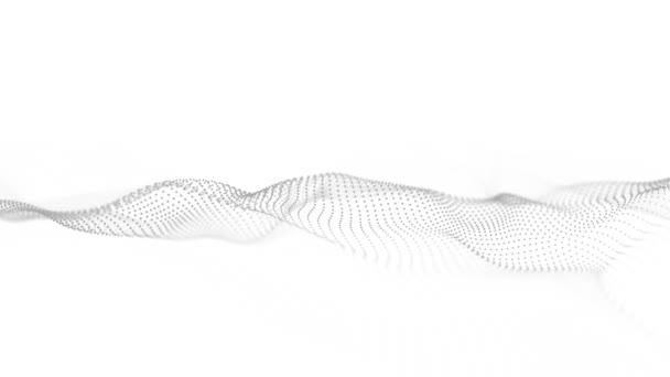 Абстрактная Волна Движущимися Точками Поток Частиц Иллюстрация Кибертехнологий Рендеринг — стоковое видео
