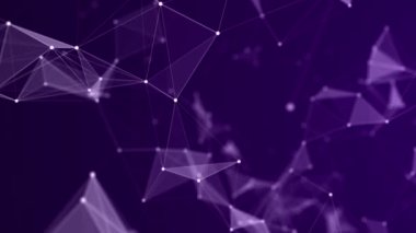 Hareketli noktalar ve çizgilerle soyut bir arkaplan. Ağ bağlantısı yapısı. Fütürist illüstrasyon. Dijital teknoloji tasarımı. 3d oluşturma.