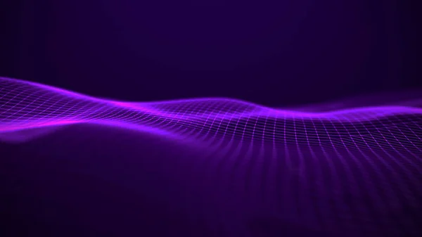 Abstract wave background with dots and lines moving in space. Technology illustration. Futuristic modern dynamic wave. 3d rendering.