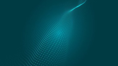 Hareketli noktalı soyut dalga. Parçacık akışı. Siber teknoloji çizimi.
