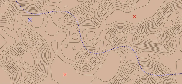 Retro Topografische Kaart Geografische Contourkaart Samenvattend Schema — Stockvector