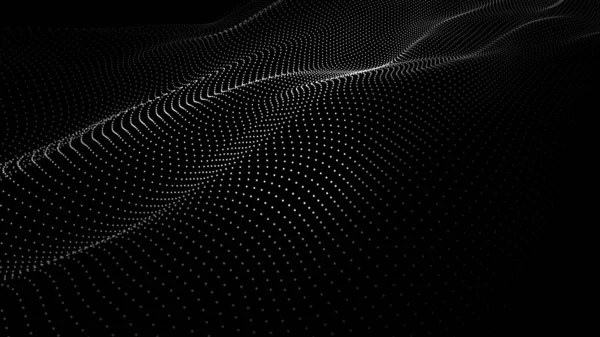 Onde Abstraite Avec Des Points Mobiles Flux Particules Illustration Cybertechnologie — Image vectorielle