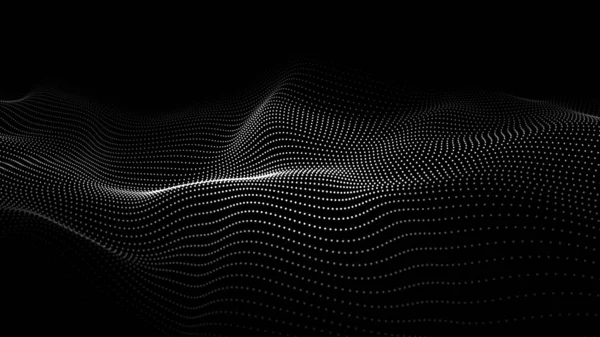 Abstrakte Welle Mit Beweglichen Punkten Strömung Von Teilchen Illustration Zur — Stockvektor