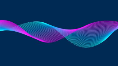 Soyut dalga çizgisi. Beyaz zemin üzerinde birçok renkli çizgilerin dinamik dalgası. Vektör illüstrasyonu.