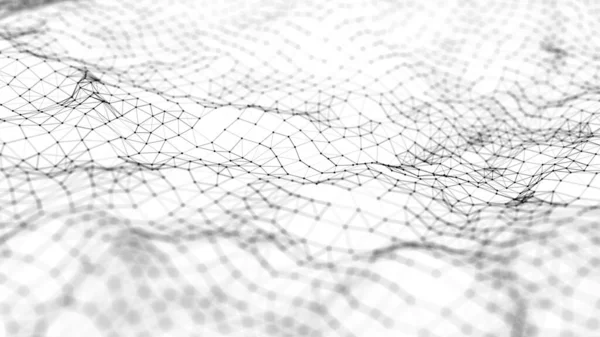 Onda Abstracta Con Puntos Movimiento Flujo Partículas Ilustración Tecnología Cibernética — Foto de Stock