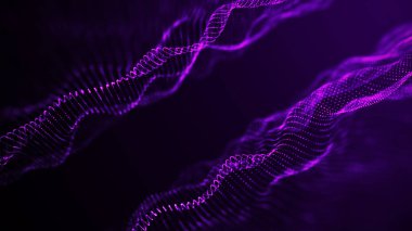 Veri patlaması ile ilgili geleceksel çizimler. Parlayan parçacıklarla soyut arkaplan. Dijital hareket dalgası. 3d oluşturma.