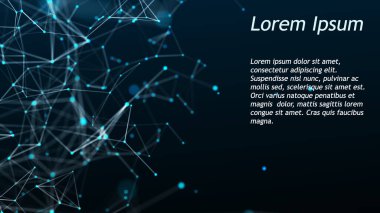 Hareketli noktalar ve çizgilerle soyut bir arkaplan. Ağ bağlantısı yapısı. Fütürist illüstrasyon. Dijital teknoloji tasarımı. 3d oluşturma.