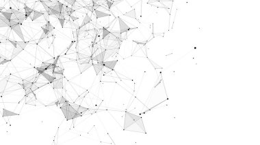 Hareketli noktalar ve çizgilerle soyut bir arkaplan. Ağ bağlantısı yapısı. Fütürist illüstrasyon. Dijital teknoloji tasarımı.