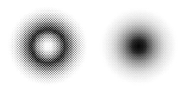 Siyah yarım tonlu daireler. Beneklerden yapılmış pop sanat dokusu. Yuvarlak noktalar gradyanı. Vektör illüstrasyonu.