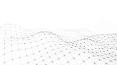 Yapay zeka konsepti. Büyük veri görselleştirmesi. Beyaz siber teknoloji dalgası. 3d oluşturma.