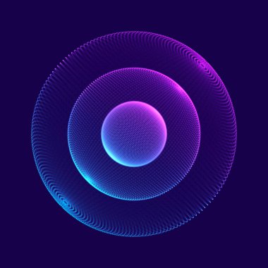 Noktalardan oluşan küre. Modern kablo elementleri. Teknoloji ağı küresi. 3d oluşturma.