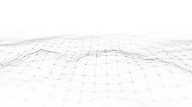 Yapay zeka konsepti. Büyük veri görselleştirmesi. Beyaz siber teknoloji dalgası. 3d oluşturma.