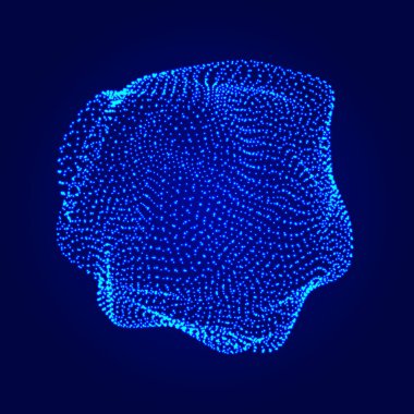 Küre parçacıklardan oluşur. Modern kablo elementleri. Teknoloji ağı küresi. Vektör illüstrasyonu.