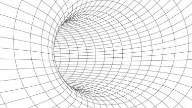 Fütürist beyaz huni. Telgraf çerçeveli uzay yolculuğu tüneli. Yüzey warp hızına sahip soyut mavi solucan deliği.