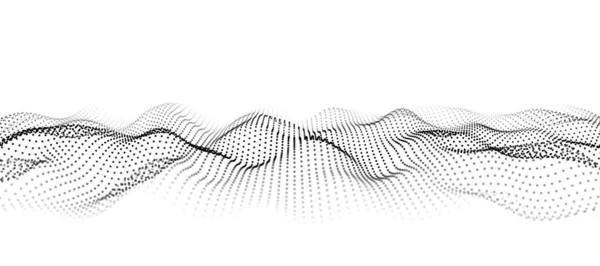 Onde Abstraite Avec Des Points Mobiles Flux Particules Illustration Cybertechnologie — Image vectorielle