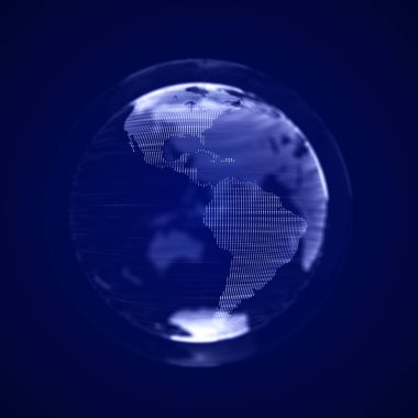 Genel ağ bağlantısı. Gelecekçi dünya haritası. Dünya gezegeni kavramı. 3B görüntüleme.