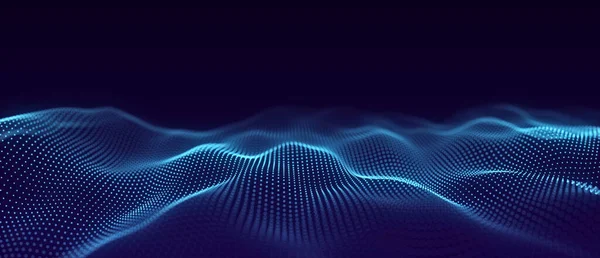 Abstract Wave Moving Dots Flow Particles Technology Illustration Rendering — Stock Photo, Image