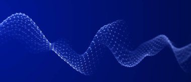 Yapay zeka konsepti. Büyük veri görselleştirmesi. Mavi siber teknoloji dalgası. 3d oluşturma.