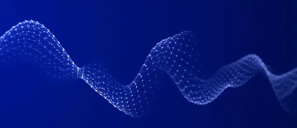 Mesterséges Intelligencia Nagy Adat Vizualizáció Kék Kibertechnológia Hullám Renderelés — Stock Fotó