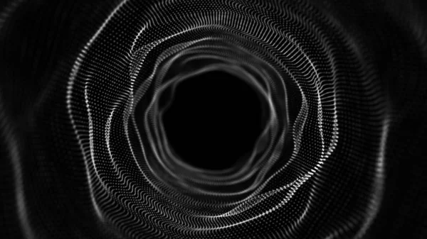 Cybertunel Składający Się Ruchomych Świecących Punktów Futurystyczne Nieskończone Tło Przestrzeni — Zdjęcie stockowe
