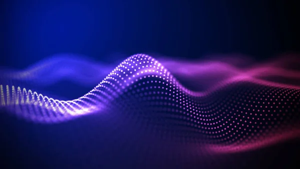 Abstract Wave Moving Dots Flow Particles Technology Illustration Rendering — Stock Photo, Image