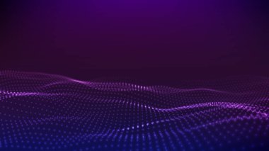 Dijital teknoloji dalgası. Uzayda hareket eden noktaları olan soyut bir arkaplan. Fütürist dinamik dalga. Vektör illüstrasyonu.