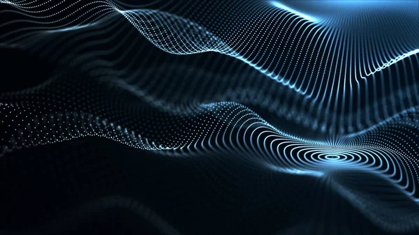 Abstract Circle Wave Moving Dots Flow Particles Cyber Technology Illustration — Stock Photo, Image
