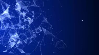Hareketli noktalar ve çizgilerle soyut bir arkaplan. Ağ bağlantısı yapısı. Fütürist illüstrasyon. Dijital teknoloji tasarımı. 3d oluşturma.
