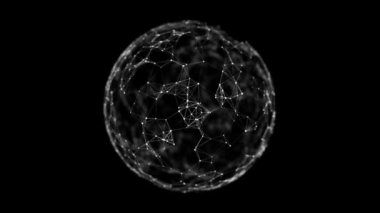 Noktalar ve doğrulardan oluşan bir küre. Modern kablo elementleri. Teknoloji ağı küresi. 3d oluşturma.