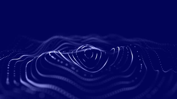 Абстрактная Волна Движущимися Точками Поток Частиц Иллюстрация Кибертехнологий Рендеринг — стоковое видео