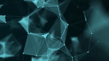 Hareketli noktalar ve çizgilerle soyut bir arkaplan. Ağ bağlantısı yapısı. Fütürist illüstrasyon. Dijital teknoloji tasarımı. 3d oluşturma.