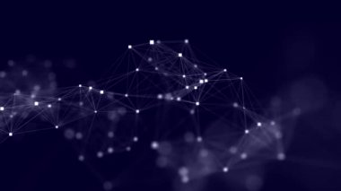 Hareketli noktalar ve çizgilerle soyut bir arkaplan. Ağ bağlantısı yapısı. Fütürist illüstrasyon. Dijital teknoloji tasarımı. 3d oluşturma.