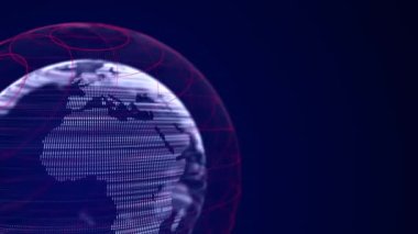 Genel ağ bağlantısı. Gelecekçi dünya haritası. Dünya gezegeni kavramı. 3B görüntüleme.