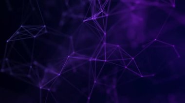 Hareketli noktalar ve çizgilerle soyut bir arkaplan. Ağ bağlantısı yapısı. Fütürist illüstrasyon. Dijital teknoloji tasarımı. 3d oluşturma.