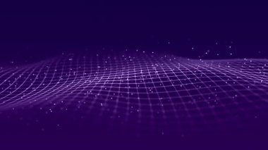 Hareketli noktalı soyut dalga. Parçacık akışı. Teknoloji çizimi. 3d oluşturma